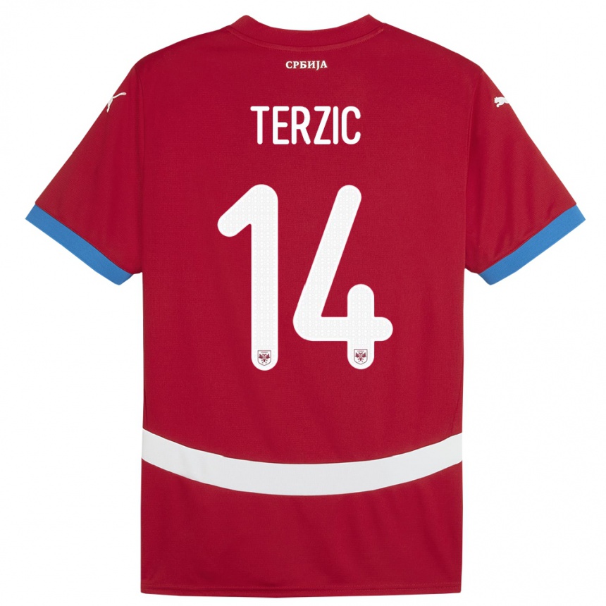 Kids Football Serbia Aleksa Terzic #14 Red Home Jersey 24-26 T-Shirt Canada