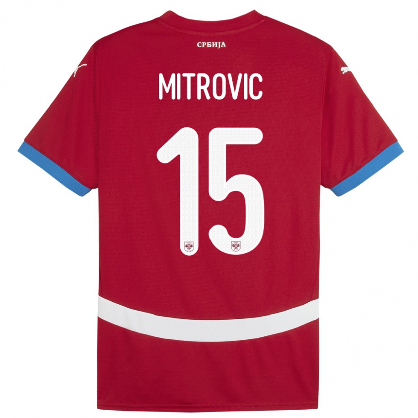 Kids Football Serbia Stefan Mitrovic #15 Red Home Jersey 24-26 T-Shirt Canada