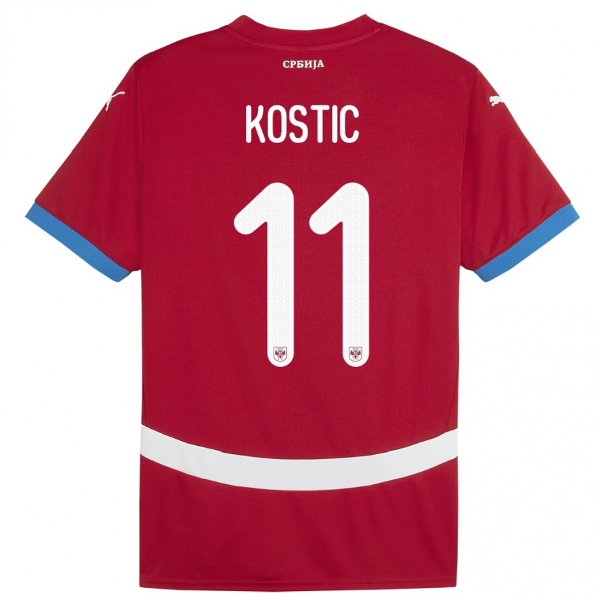 Kids Football Serbia Filip Kostic #11 Red Home Jersey 24-26 T-Shirt Canada