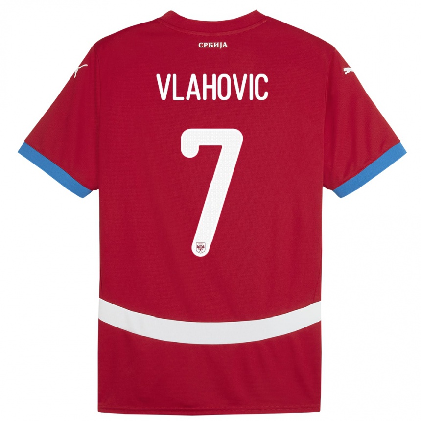 Kids Football Serbia Dusan Vlahovic #7 Red Home Jersey 24-26 T-Shirt Canada