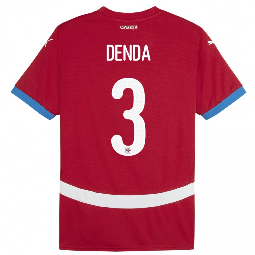 Kids Football Serbia Milica Denda #3 Red Home Jersey 24-26 T-Shirt Canada