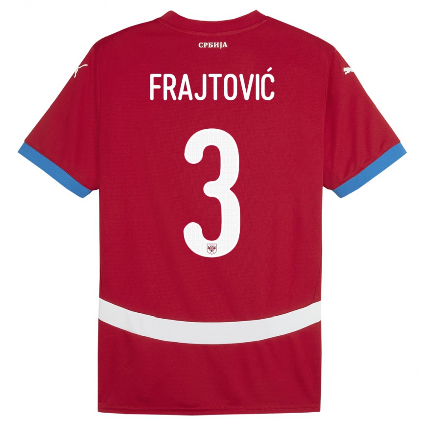 Kids Football Serbia Andela Frajtovic #3 Red Home Jersey 24-26 T-Shirt Canada