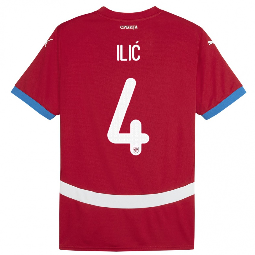 Kids Football Serbia Marija Ilic #4 Red Home Jersey 24-26 T-Shirt Canada