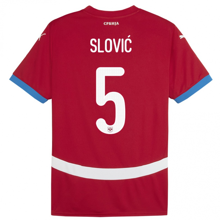 Kids Football Serbia Violeta Slovic #5 Red Home Jersey 24-26 T-Shirt Canada