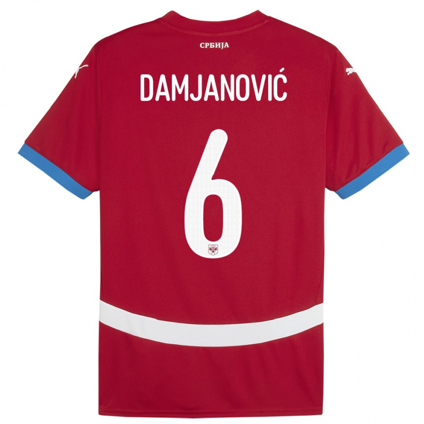 Kids Football Serbia Nevena Damjanovic #6 Red Home Jersey 24-26 T-Shirt Canada