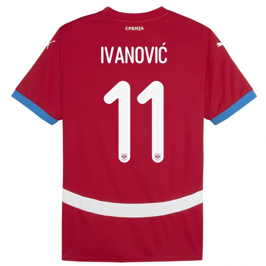 Kids Football Serbia Miljana Ivanovic #11 Red Home Jersey 24-26 T-Shirt Canada