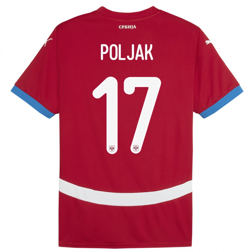 Kids Football Serbia Allegra Poljak #17 Red Home Jersey 24-26 T-Shirt Canada