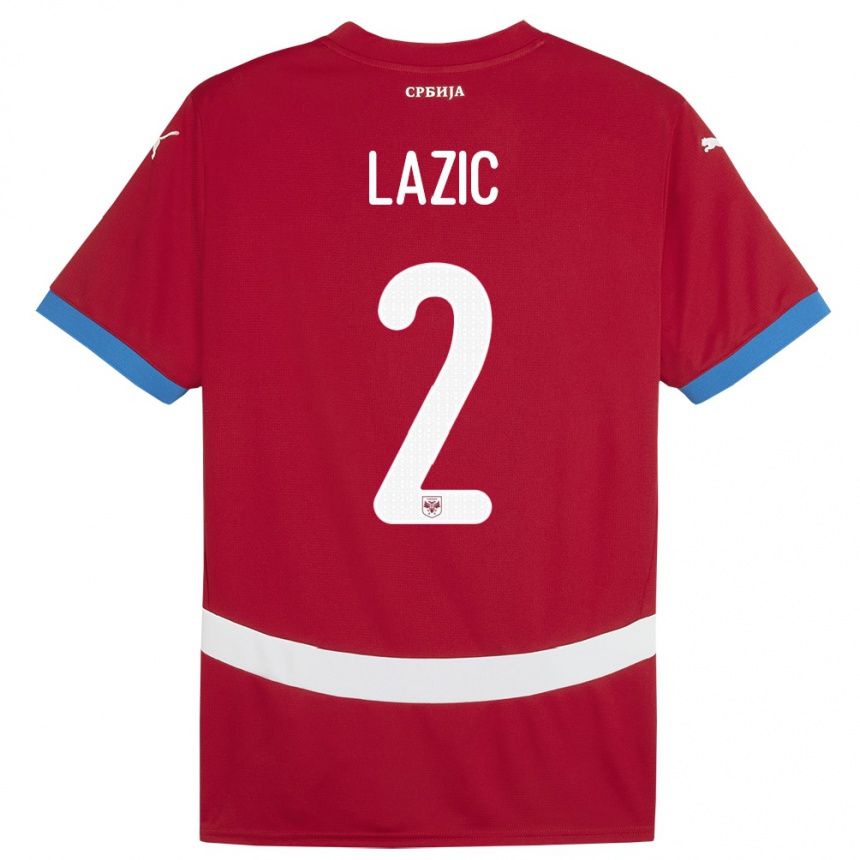 Kids Football Serbia Uros Lazic #2 Red Home Jersey 24-26 T-Shirt Canada