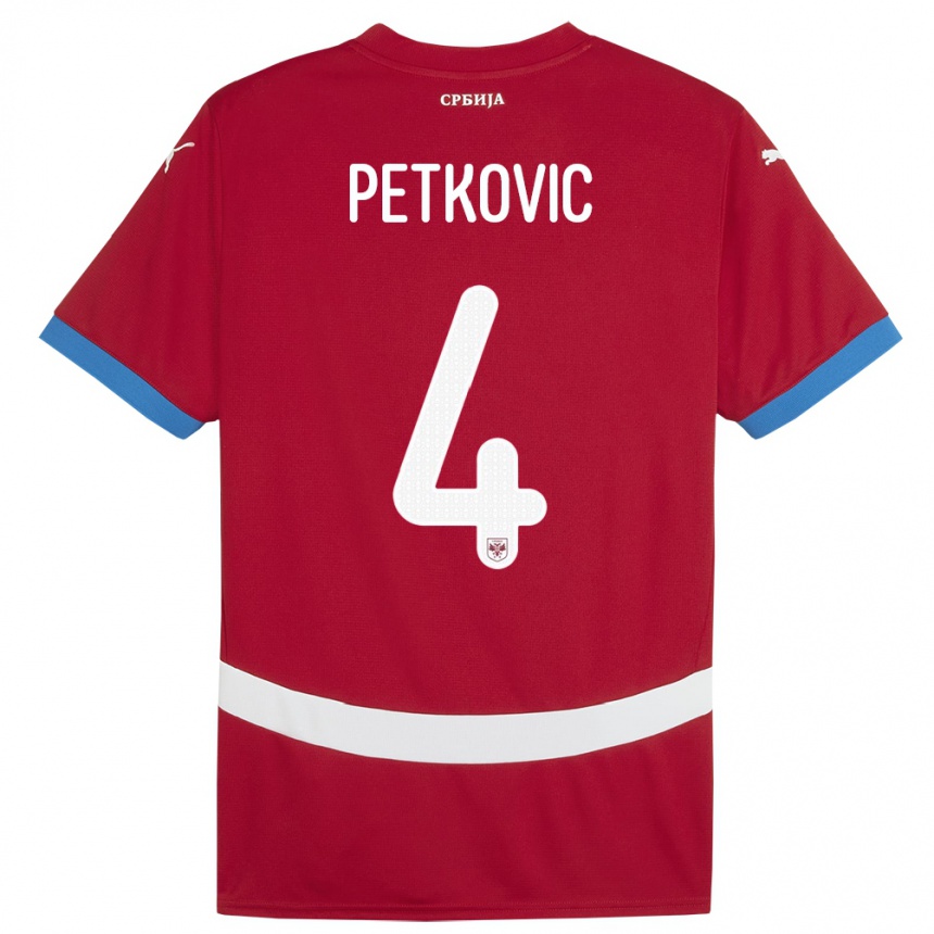 Kids Football Serbia Nikola Petkovic #4 Red Home Jersey 24-26 T-Shirt Canada