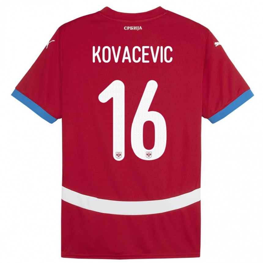 Kids Football Serbia Bojan Kovacevic #16 Red Home Jersey 24-26 T-Shirt Canada