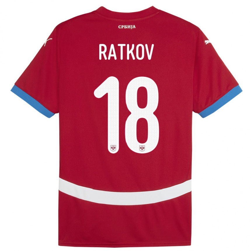 Kids Football Serbia Petar Ratkov #18 Red Home Jersey 24-26 T-Shirt Canada