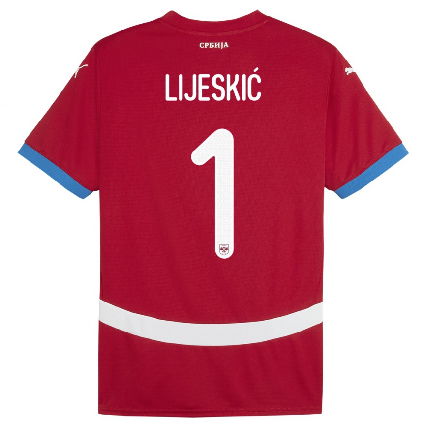 Kids Football Serbia Luka Lijeskic #1 Red Home Jersey 24-26 T-Shirt Canada