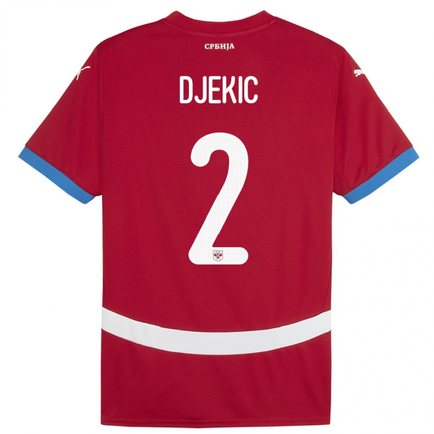 Kids Football Serbia Djuro Giulio Djekic #2 Red Home Jersey 24-26 T-Shirt Canada