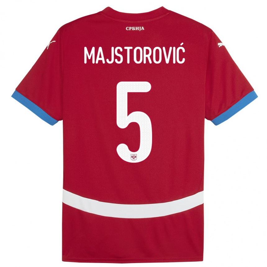 Kids Football Serbia Milan Majstorovic #5 Red Home Jersey 24-26 T-Shirt Canada