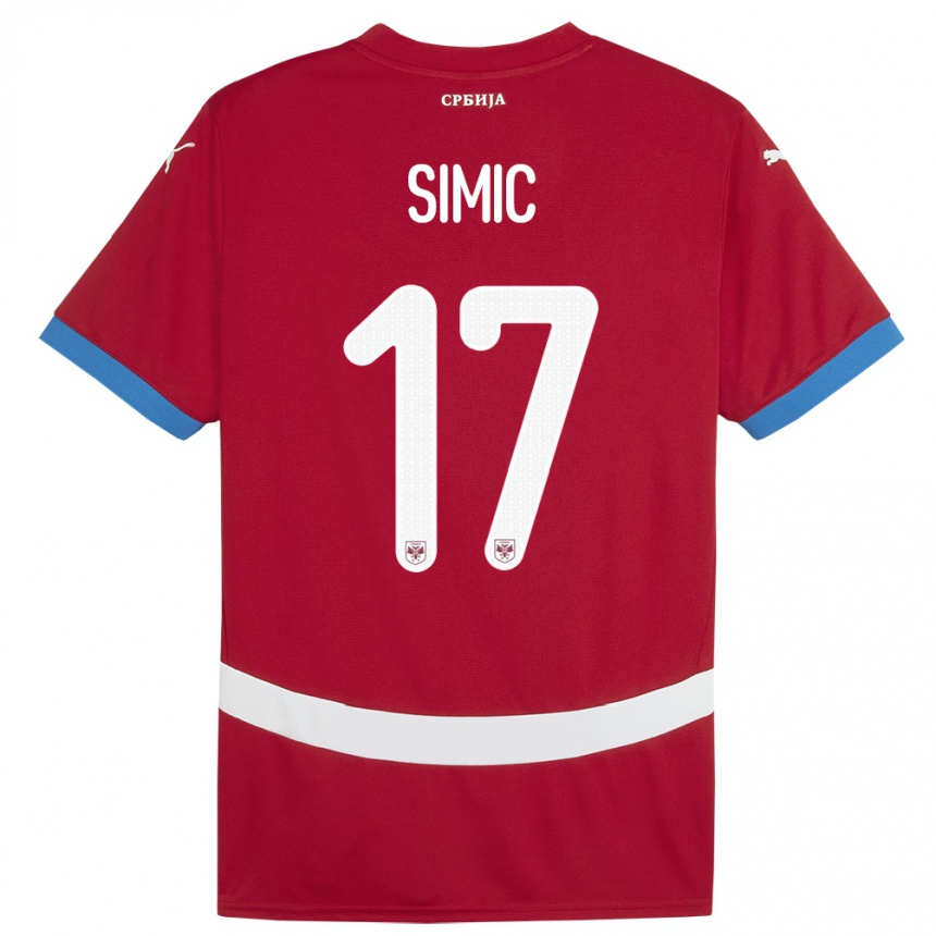 Kids Football Serbia Jan Carlo Simic #17 Red Home Jersey 24-26 T-Shirt Canada