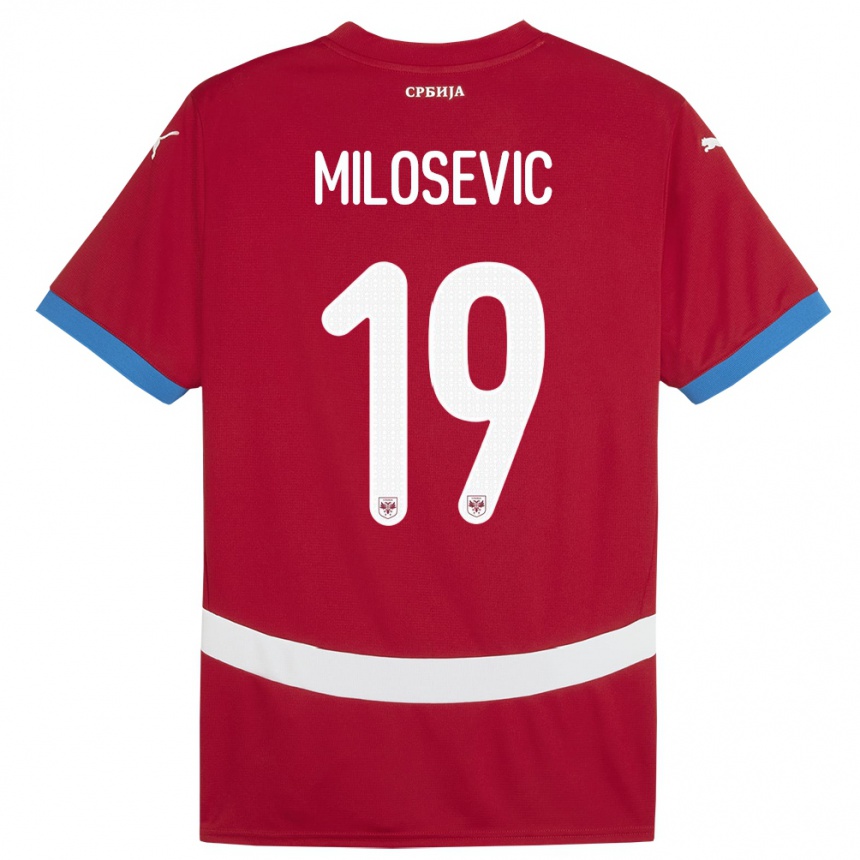 Kids Football Serbia Jovan Milosevic #19 Red Home Jersey 24-26 T-Shirt Canada