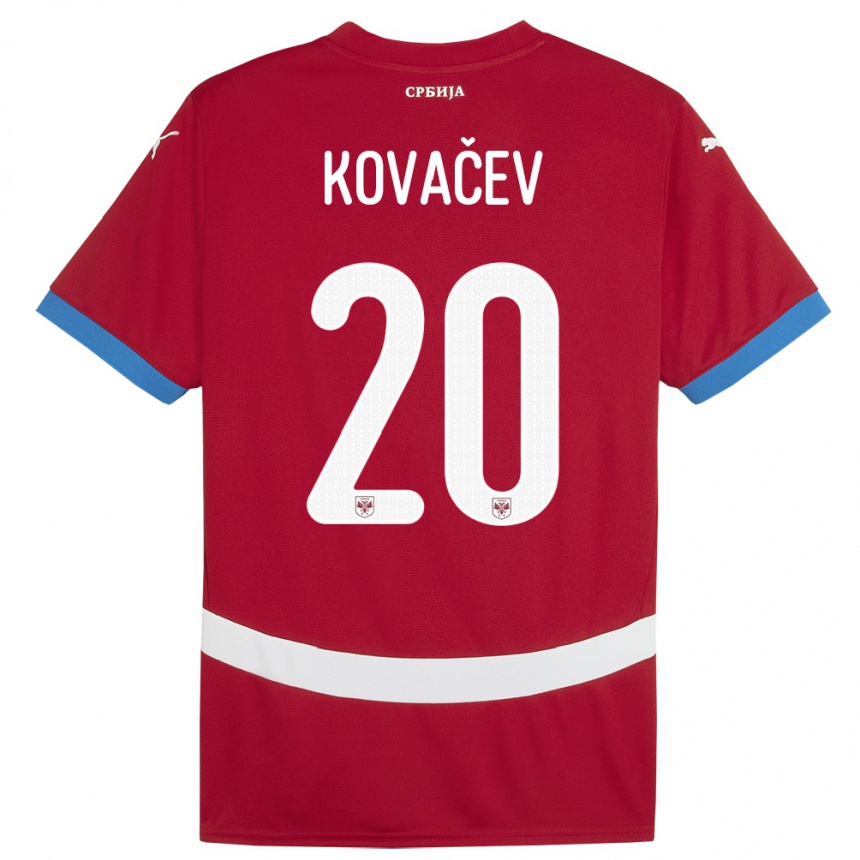 Kids Football Serbia Milan Kovacev #20 Red Home Jersey 24-26 T-Shirt Canada