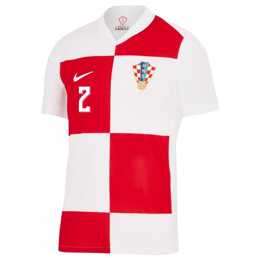 Kids Football Croatia Dario Bijelic #2 White Red Home Jersey 24-26 T-Shirt Canada