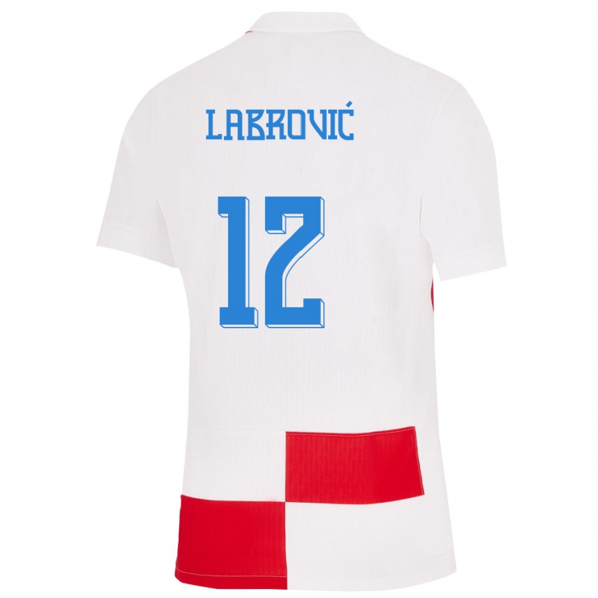 Kids Football Croatia Nediljko Labrovic #12 White Red Home Jersey 24-26 T-Shirt Canada