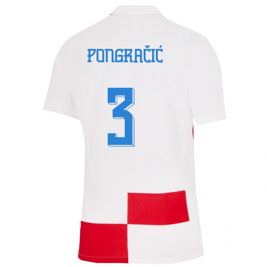 Kids Football Croatia Marin Pongracic #3 White Red Home Jersey 24-26 T-Shirt Canada