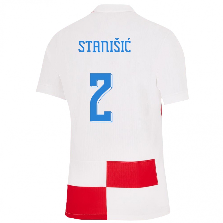 Kids Football Croatia Josip Stanisic #2 White Red Home Jersey 24-26 T-Shirt Canada