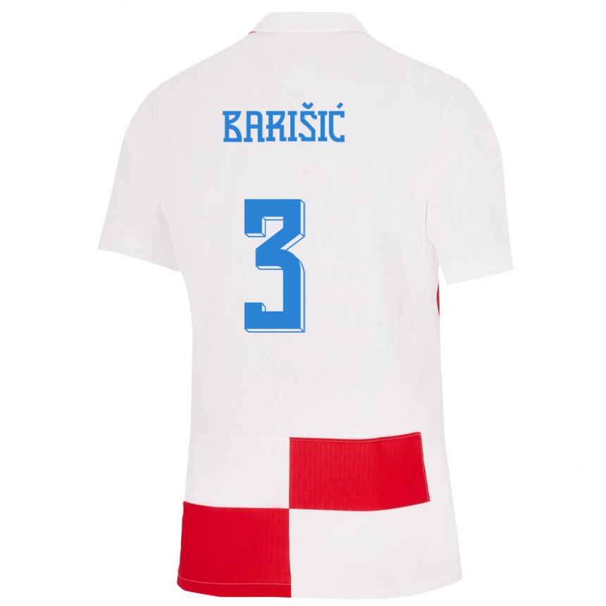 Kids Football Croatia Borna Barisic #3 White Red Home Jersey 24-26 T-Shirt Canada