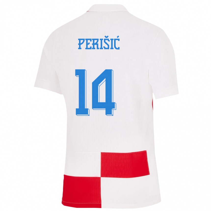 Kids Football Croatia Ivan Perisic #14 White Red Home Jersey 24-26 T-Shirt Canada