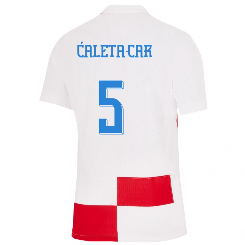 Kids Football Croatia Duje Caleta Car #5 White Red Home Jersey 24-26 T-Shirt Canada