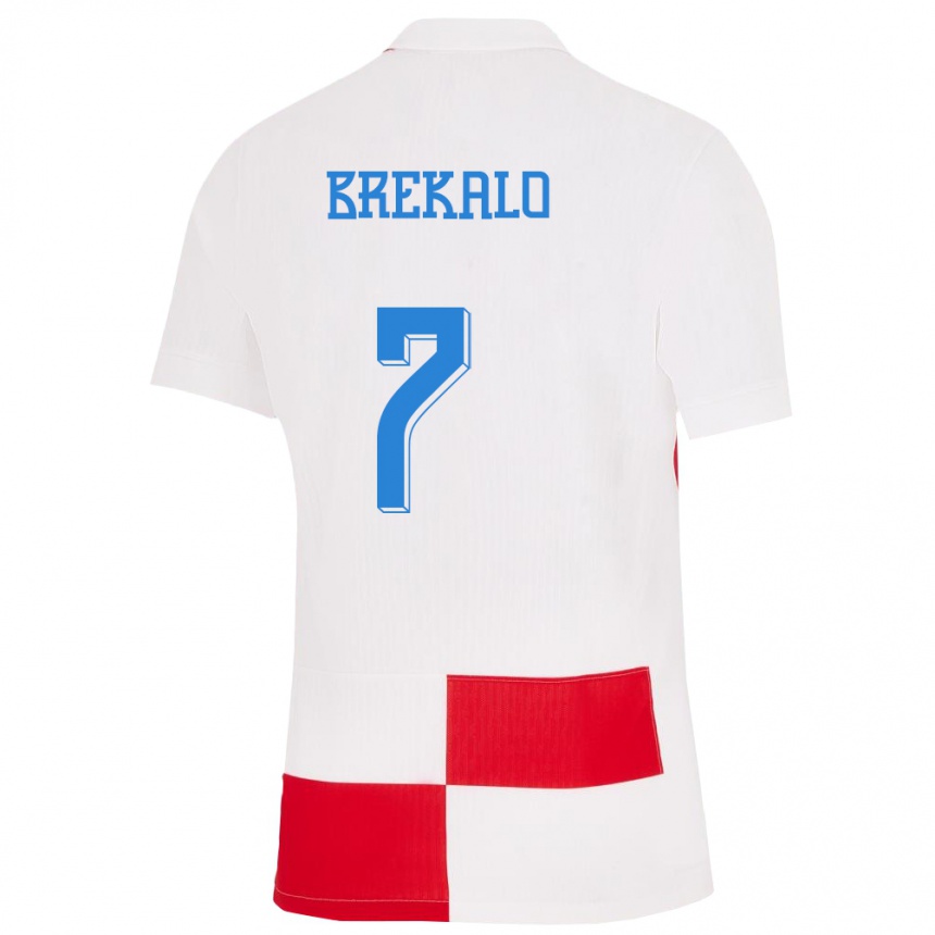 Kids Football Croatia Josip Brekalo #7 White Red Home Jersey 24-26 T-Shirt Canada