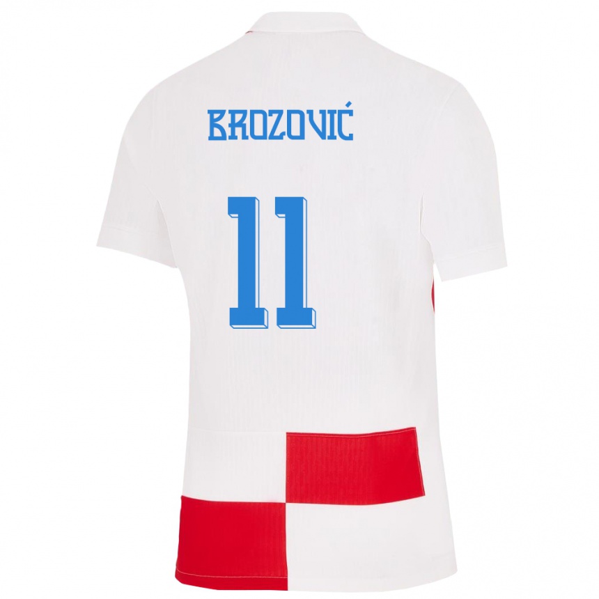 Kids Football Croatia Marcelo Brozovic #11 White Red Home Jersey 24-26 T-Shirt Canada