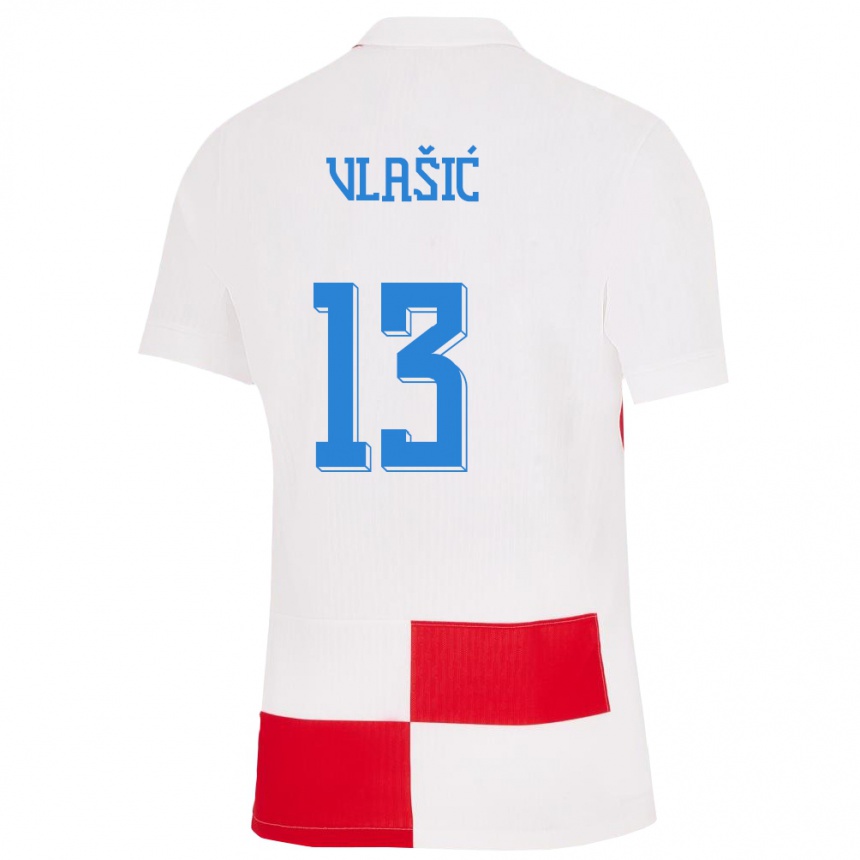 Kids Football Croatia Nikola Vlasic #13 White Red Home Jersey 24-26 T-Shirt Canada