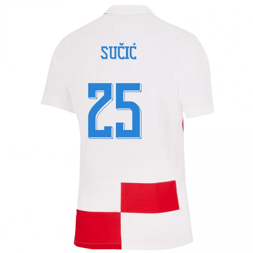 Kids Football Croatia Luka Sucic #25 White Red Home Jersey 24-26 T-Shirt Canada