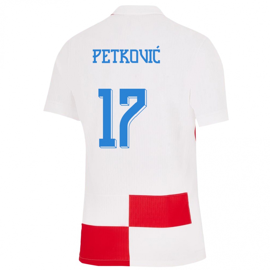 Kids Football Croatia Bruno Petkovic #17 White Red Home Jersey 24-26 T-Shirt Canada