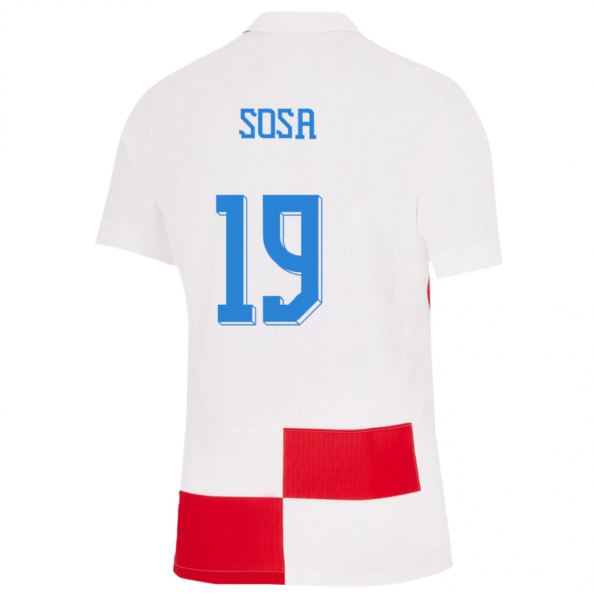 Kids Football Croatia Borna Sosa #19 White Red Home Jersey 24-26 T-Shirt Canada