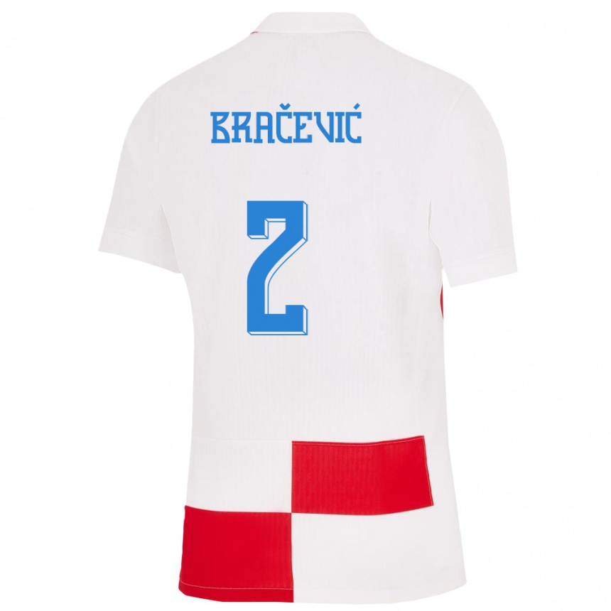 Kids Football Croatia Petra Bracevic #2 White Red Home Jersey 24-26 T-Shirt Canada