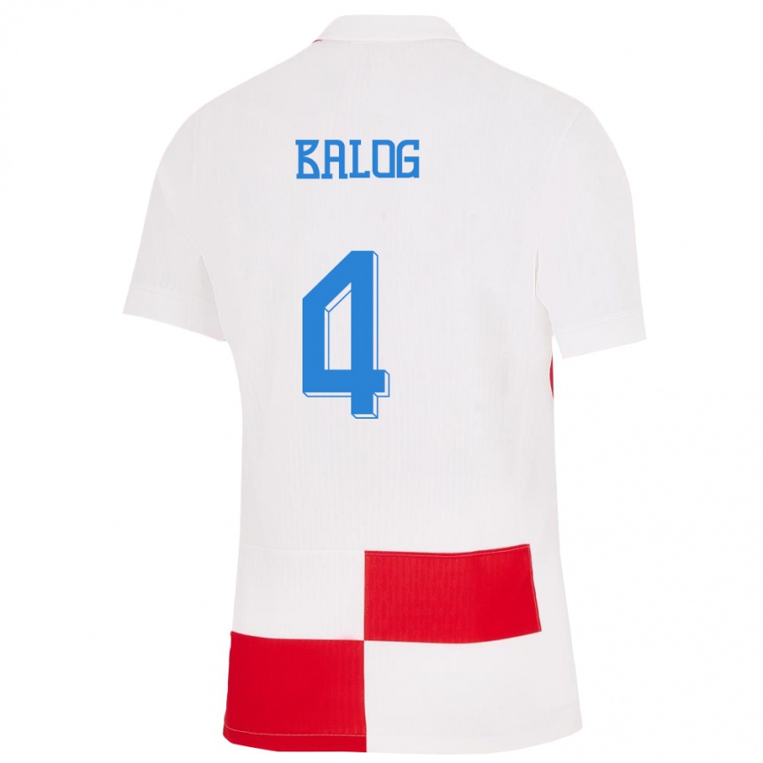 Kids Football Croatia Leonarda Balog #4 White Red Home Jersey 24-26 T-Shirt Canada