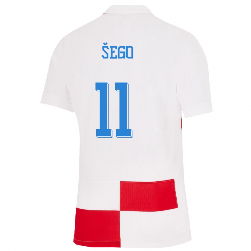 Kids Football Croatia Michele Sego #11 White Red Home Jersey 24-26 T-Shirt Canada