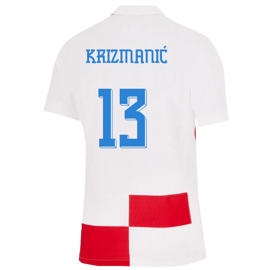 Kids Football Croatia Kresimir Krizmanic #13 White Red Home Jersey 24-26 T-Shirt Canada