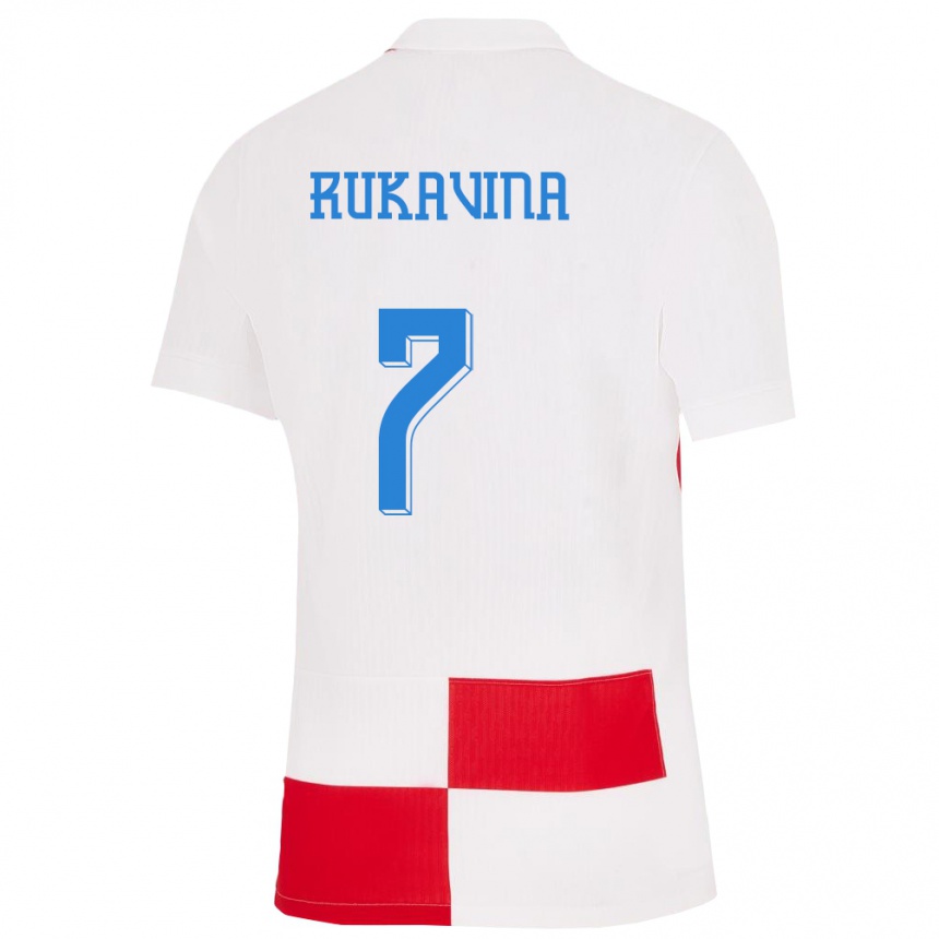 Kids Football Croatia Gabriel Rukavina #7 White Red Home Jersey 24-26 T-Shirt Canada