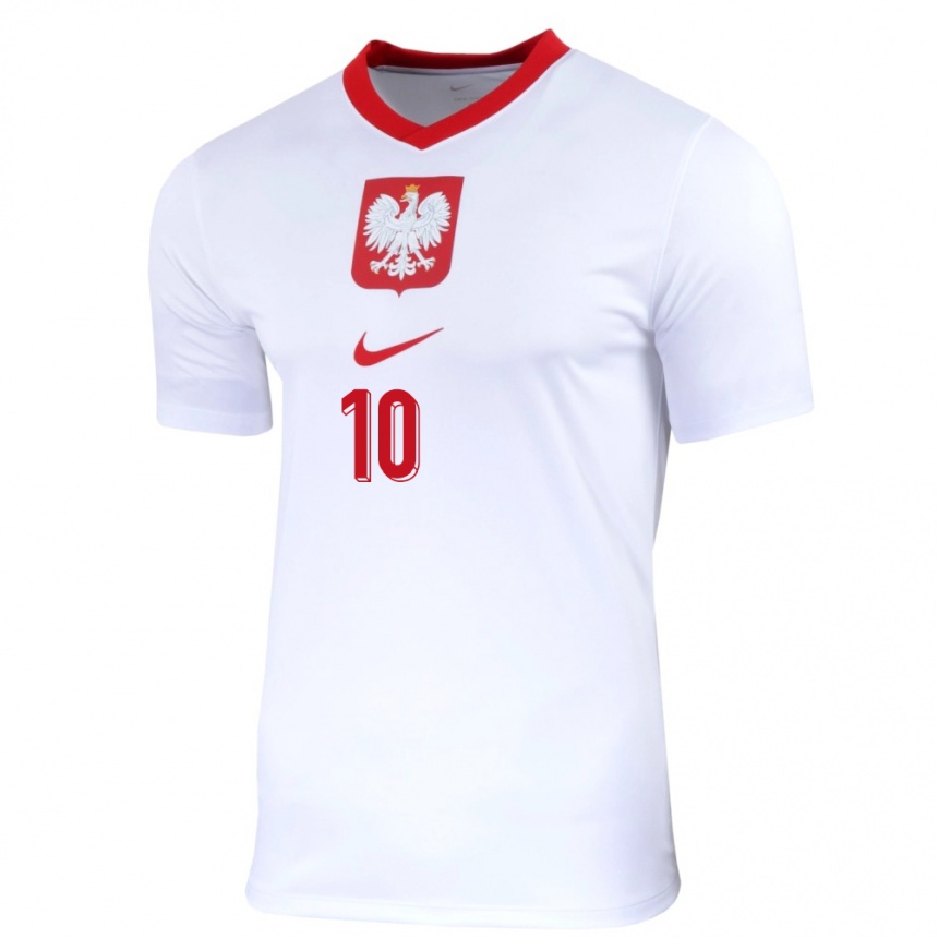 Kids Football Poland Mateusz Skoczylas #10 White Home Jersey 24-26 T-Shirt Canada