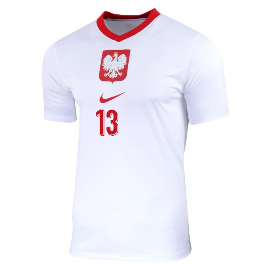 Kids Football Poland Szymon Zurkowski #13 White Home Jersey 24-26 T-Shirt Canada