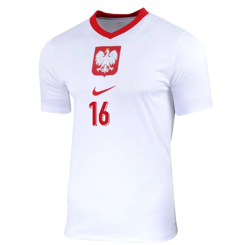 Kids Football Poland Wiktor Matyjewicz #16 White Home Jersey 24-26 T-Shirt Canada