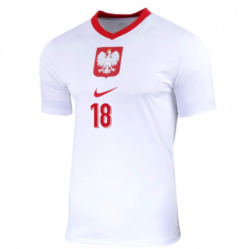 Kids Football Poland Nikol Kaletka #18 White Home Jersey 24-26 T-Shirt Canada