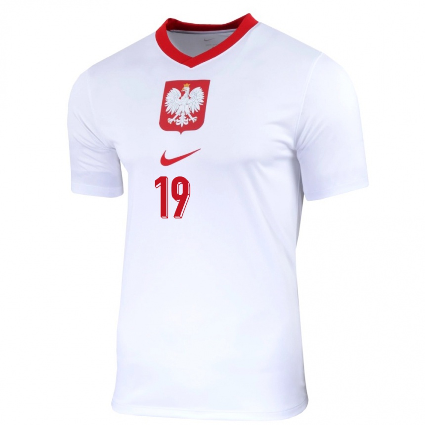 Kids Football Poland Milosz Kurowski #19 White Home Jersey 24-26 T-Shirt Canada