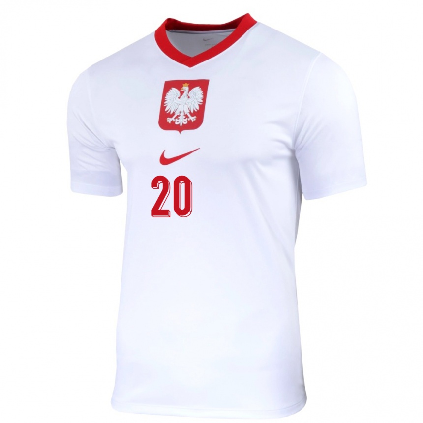 Kids Football Poland Kacper Duda #20 White Home Jersey 24-26 T-Shirt Canada