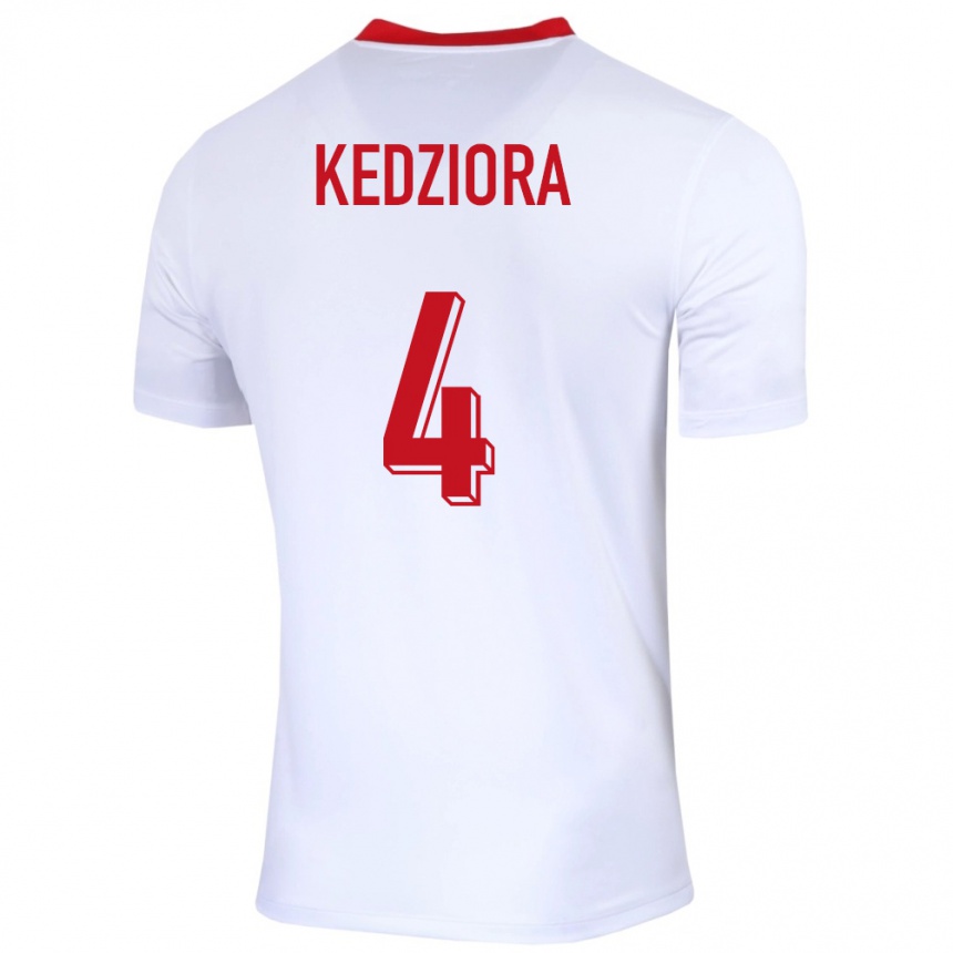 Kids Football Poland Tomasz Kedziora #4 White Home Jersey 24-26 T-Shirt Canada