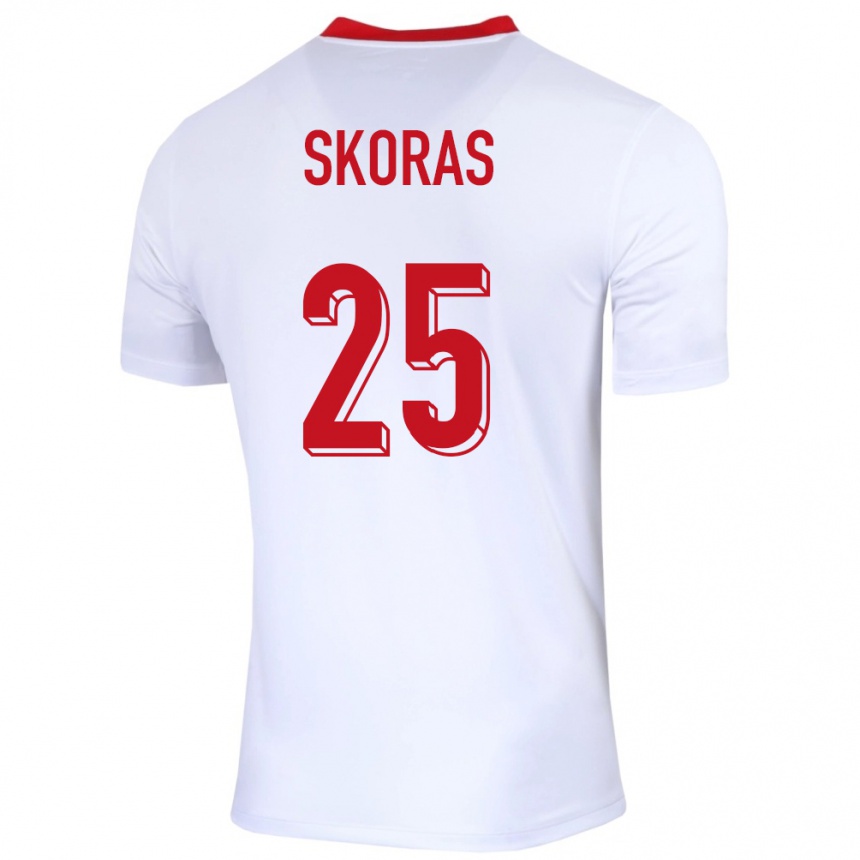 Kids Football Poland Michal Skoras #25 White Home Jersey 24-26 T-Shirt Canada