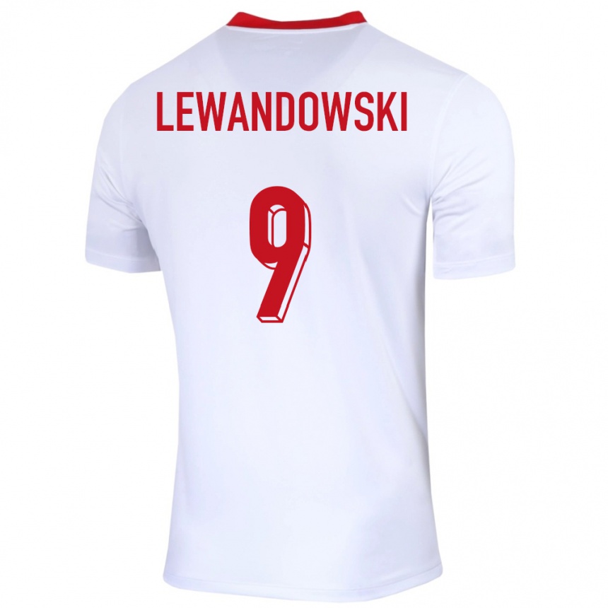 Kids Football Poland Robert Lewandowski #9 White Home Jersey 24-26 T-Shirt Canada