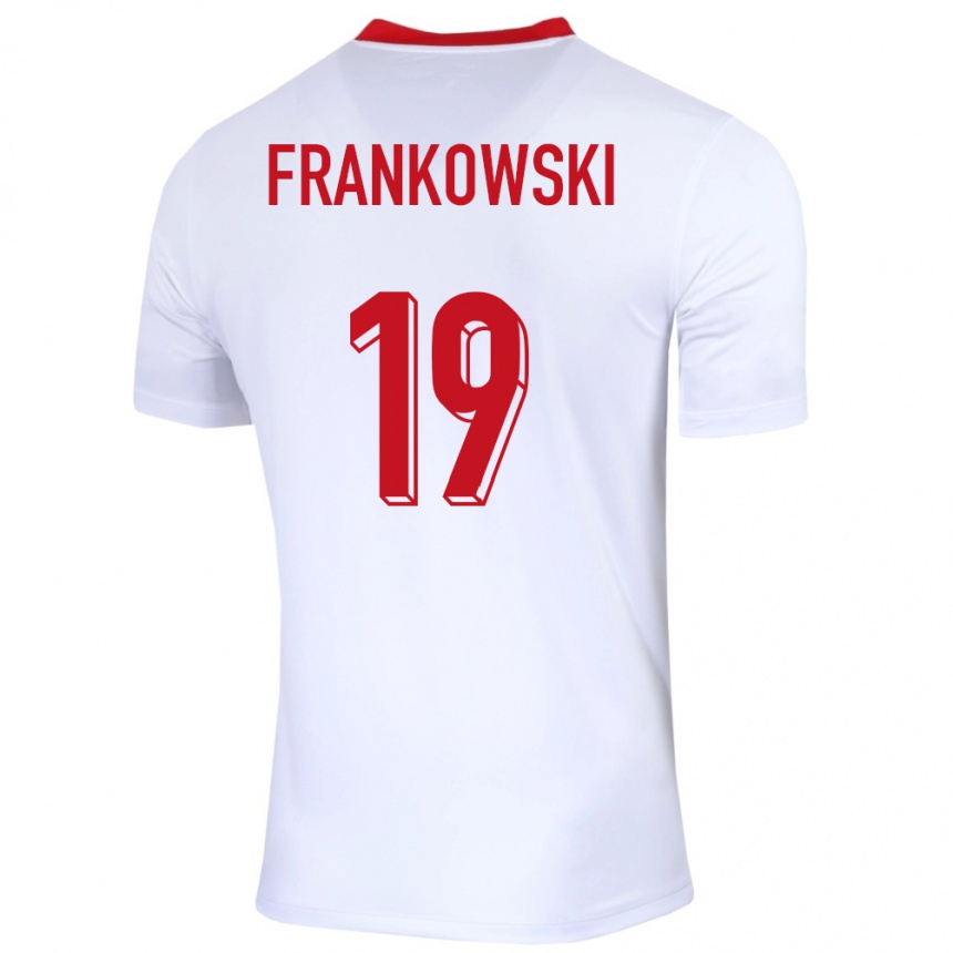 Kids Football Poland Przemyslaw Frankowski #19 White Home Jersey 24-26 T-Shirt Canada