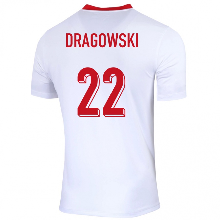 Kids Football Poland Bartlomiej Dragowski #22 White Home Jersey 24-26 T-Shirt Canada